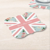 Engelse Rozen Union Jack Flag Kartonnen Onderzetters (Gekanteld)