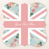Engelse Rozen Union Jack Flag Kartonnen Onderzetters (Voorkant)