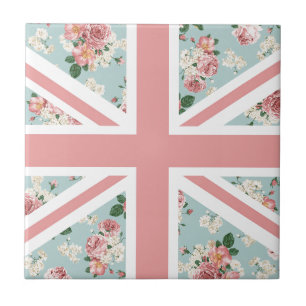 Engelse Rozen Union Jack Flag Tegeltje