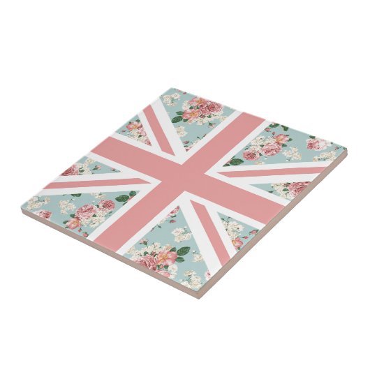 Engelse Rozen Union Jack Flag Tegeltje (Zijkant)