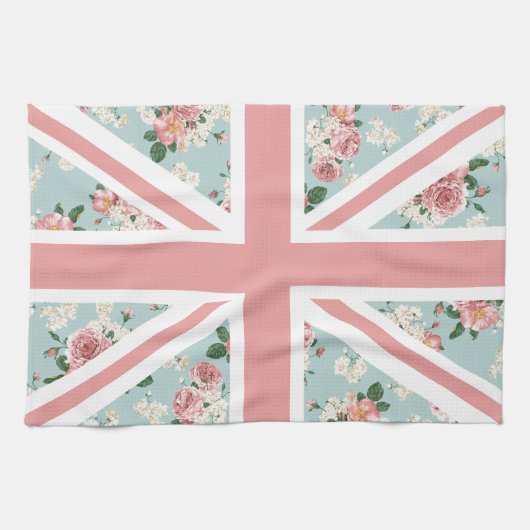 Engelse Rozen Union Jack Flag Theedoek (Horizontaal)