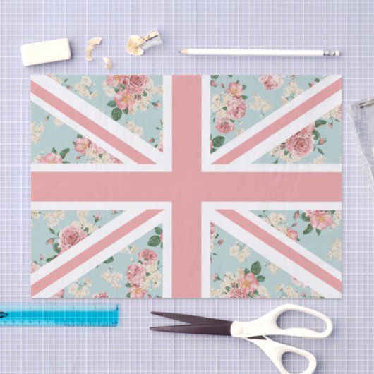 Engelse Rozen Union Jack Flag Tissuepapier (Craft)