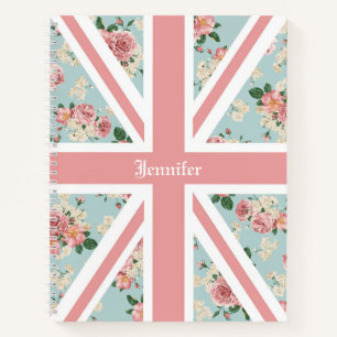 Engelse Rozen Union Jack Floral Custom Notitieboek