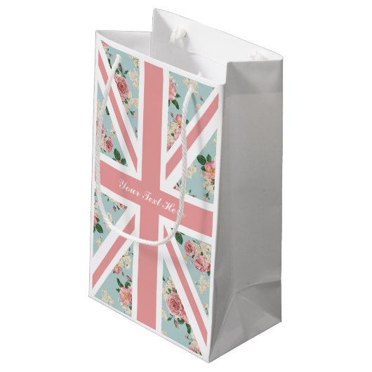 Engelse Rozen Union Jack Floral Party Klein Cadeauzakje (Achterkant Gekanteld)
