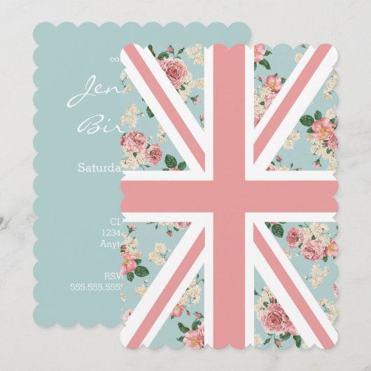 Engelse Rozen Union Jack Floral Pattern Kaart (Voorkant / Achterkant)