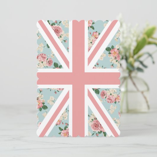 Engelse Rozen Union Jack Floral Pattern Kaart (Staand voorkant)
