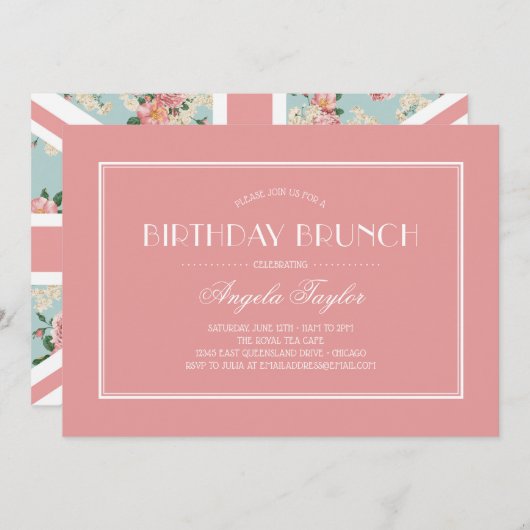 Engelse Rozen Union Jack Verjaardag Kaart (Voorkant / Achterkant)