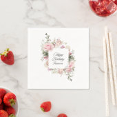 Engelse rozentuin bloemen verjaardag servet (Insitu)