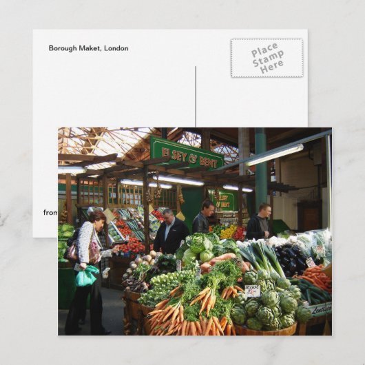 Engelse scènes, Borough Market, groenten kopen Briefkaart (Voorkant / Achterkant)