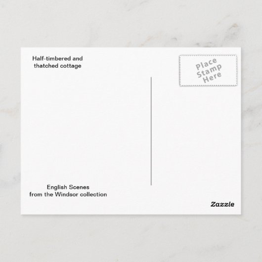 Engelse scènes, halfgetimbered en dat uitgebalance briefkaart (Achterkant)
