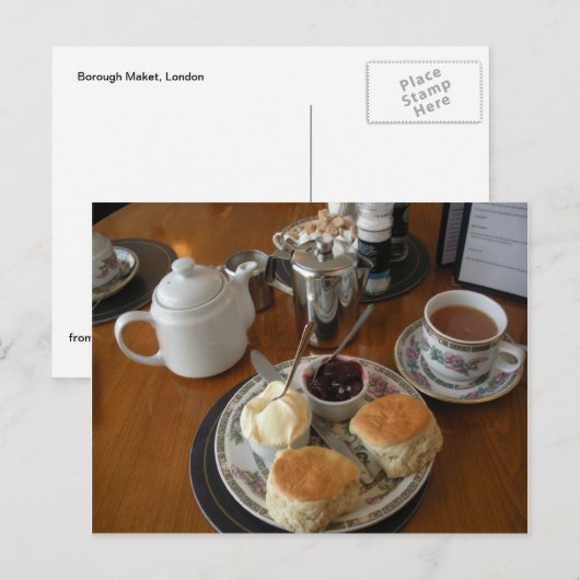 Engelse scènes, vanmiddag crèmethee briefkaart (Voorkant / Achterkant)