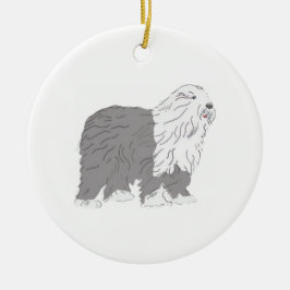 Engelse Schaapshond Keramisch Ornament