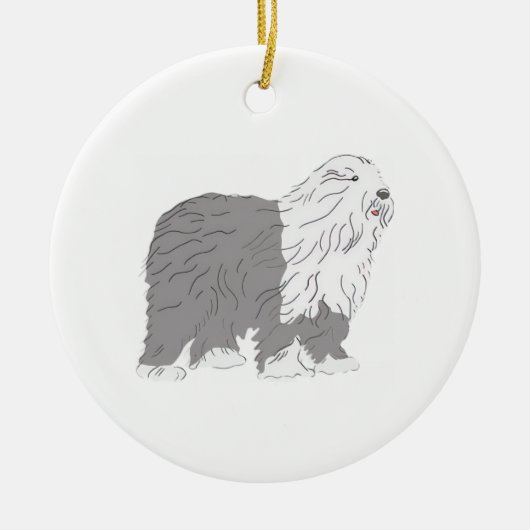 Engelse Schaapshond Keramisch Ornament (Voorkant)
