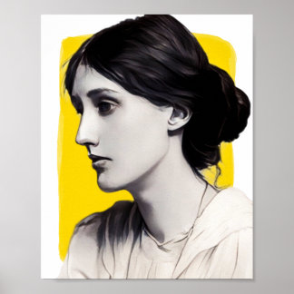 Engelse schrijver Virginia Woolf illustratie Poster