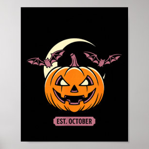 Engelse seizoen spook Halloween pompoen vleermuis Poster