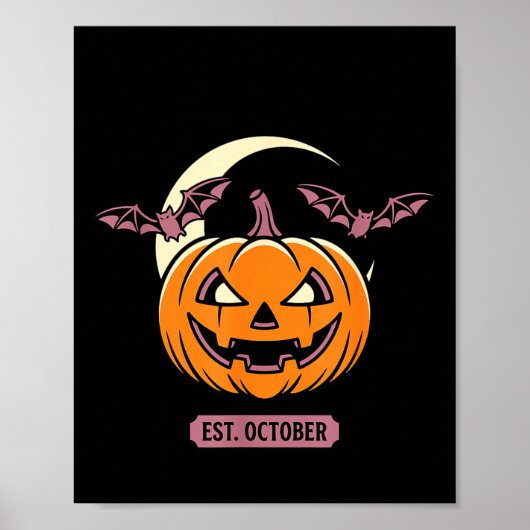 Engelse seizoen spook Halloween pompoen vleermuis Poster (Voorkant)
