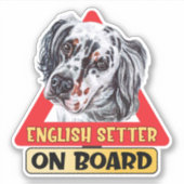 Engelse setter aan boord Hond Rood verkeersbord Sticker (Voorkant)