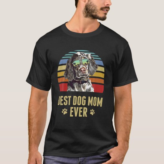 Engelse Setter Best Dog Mam Ever Retro Sunset T-shirt (Voorkant)