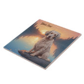 Engelse Setter bij het meer Tegeltje (Zijkant)