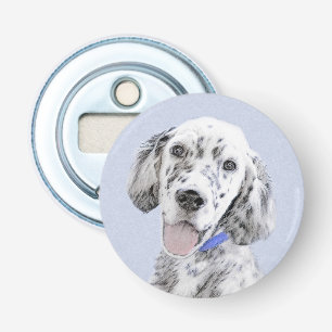 Engelse Setter Blauwe Belton Schilderij Hond Kunst Button Flesopener