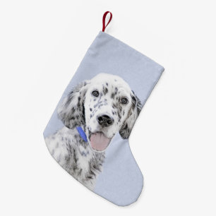 Engelse Setter Blauwe Belton Schilderij Hond Kunst Kleine Kerstsok