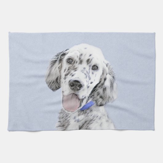 Engelse Setter Blauwe Belton Schilderij Hond Kunst Theedoek (Horizontaal)