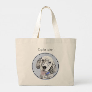 Engelse Setter Blauwe Belton Schilderij Huisdier H Grote Tote Bag