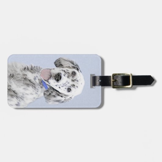 Engelse Setter Blue Belton schilder Dog Art Bagagelabel (Voorkant horizontaal)