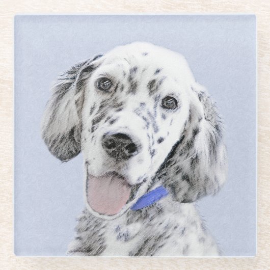 Engelse Setter Blue Belton schilder Dog Art Glazen Onderzetter (Voorkant)