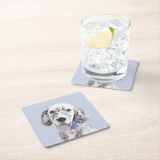 Engelse Setter Blue Belton schilder Dog Art Kartonnen Onderzetters (Insitu)