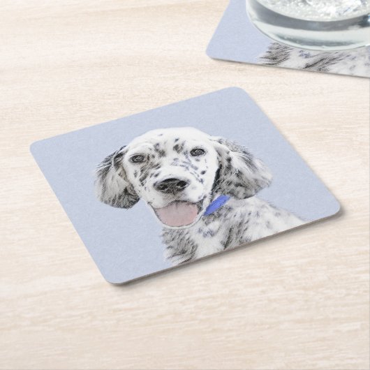 Engelse Setter Blue Belton schilder Dog Art Kartonnen Onderzetters (Schuin)
