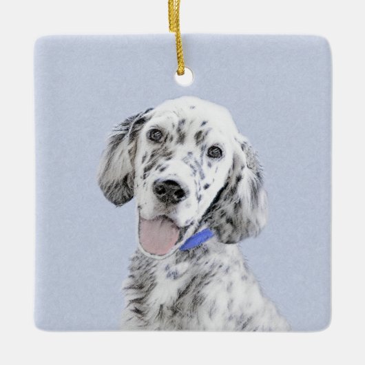 Engelse Setter Blue Belton schilder Dog Art Keramisch Ornament (Voorkant)