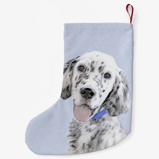 Engelse Setter Blue Belton schilder Dog Art Kleine Kerstsok (Achterkant)