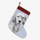 Engelse Setter Blue Belton schilder Dog Art Kleine Kerstsok (Voorkant (Hangend))