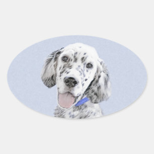 Engelse Setter Blue Belton schilder Dog Art Ovale Sticker