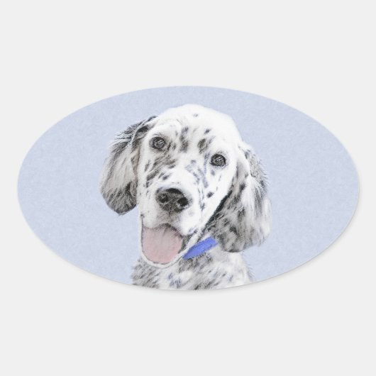 Engelse Setter Blue Belton schilder Dog Art Ovale Sticker (Voorkant)