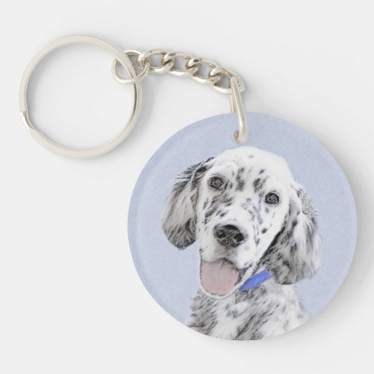Engelse Setter Blue Belton schilder Dog Art Sleutelhanger (Voorkant)