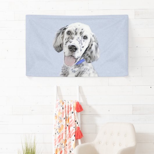 Engelse Setter Blue Belton schilder Dog Art Spandoek (Insitu)