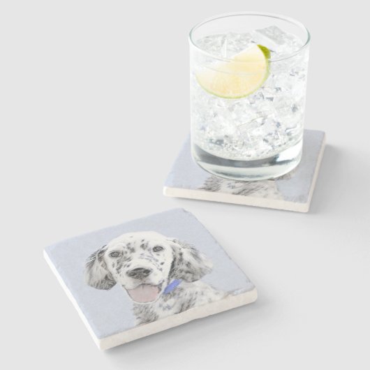Engelse Setter Blue Belton schilder Dog Art Stenen Onderzetter (Zijkant)
