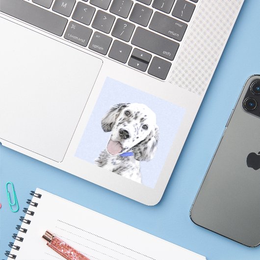 Engelse Setter Blue Belton schilder Dog Art Sticker (Laptop met iPhone)