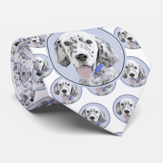 Engelse Setter Blue Belton schilder Dog Art Stropdas (Opgerold)