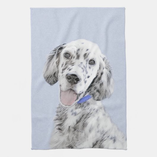 Engelse Setter Blue Belton schilder Dog Art Theedoek (Verticaal)