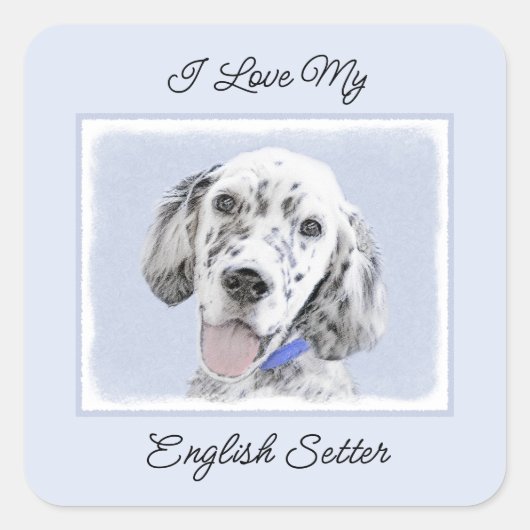 Engelse Setter Blue Belton schilder Dog Art Vierkante Sticker (Voorkant)