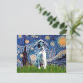 Engelse Setter (BW) - Starry Night Briefkaart (Staand voorkant)