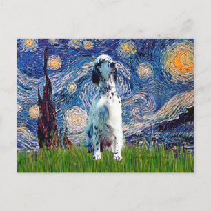 Engelse Setter (BW) - Starry Night Briefkaart