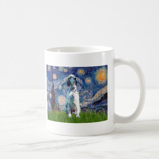 Engelse Setter (BW) - Starry Night Koffiemok (Rechts)
