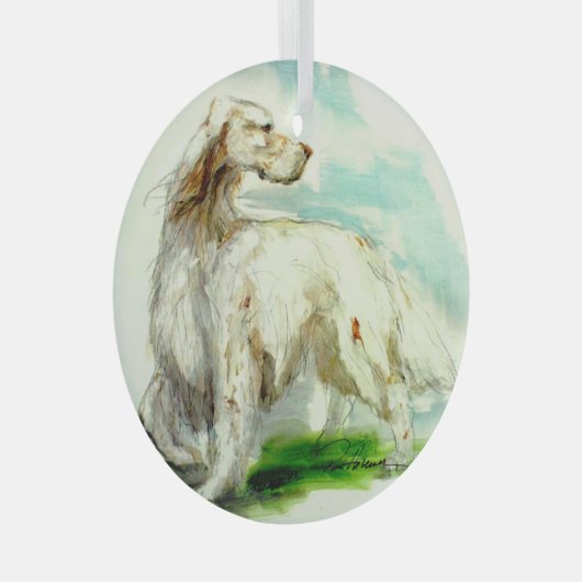Engelse Setter by Hevener Glass Ornament (Voorkant Rechts)