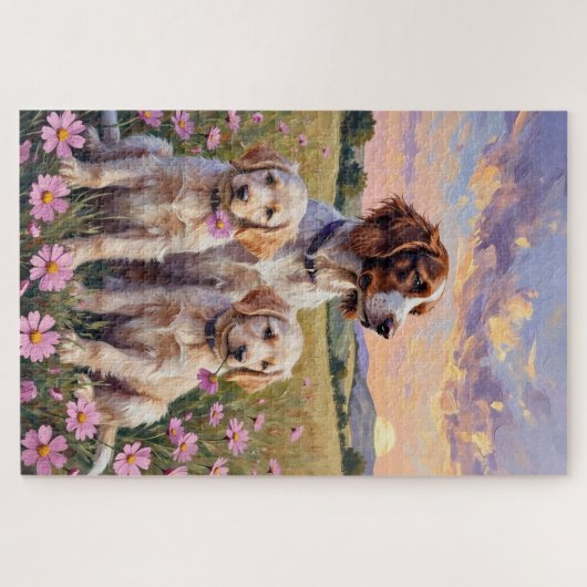 Engelse Setter Cosmos Weide Kunst Legpuzzel (Horizontaal)
