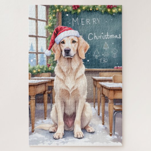 Engelse Setter Cozy Klaslokaal Leraar Kerstman Legpuzzel (Verticaal)