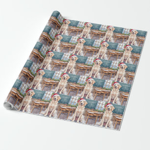 Engelse Setter Cozy Klaslokaal Leraar Sinterklaas Cadeaupapier